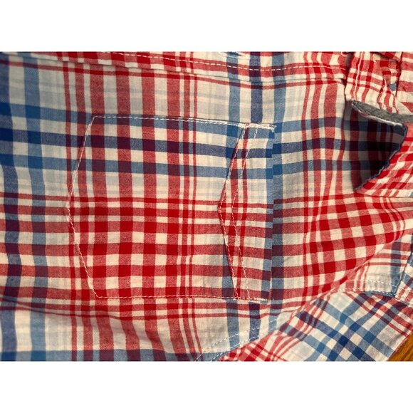 cat & jack red white and blue plaid button down collared shirt - Picture 5 of 5